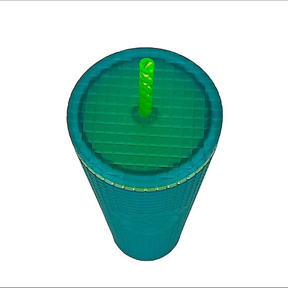 Starbucks 2022 ‘Mountain Dew’ Neon Green Yellow Grid Venti Tumbler Cup - Picture 8 of 9